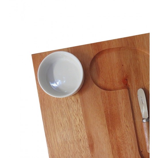 Petisqueira 28,5cm madeira com 1 cumbuca 